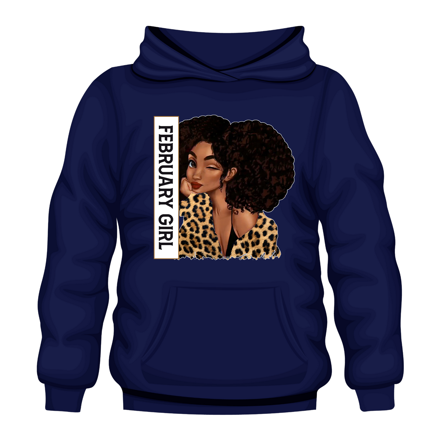 Leopard Girl February Hooded Unisex Sweatshirt