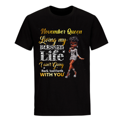 LIVING MY BEST LIFE ZEBRA NOVEMBER UNISEX SHIRT