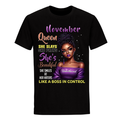 A BOSS IN CONTROL NOVEMBER UNISEX SHIRT