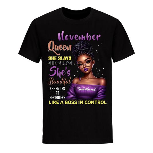 A BOSS IN CONTROL NOVEMBER UNISEX SHIRT