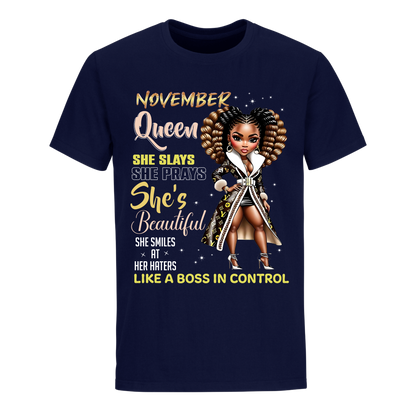 THE BOSS IN CONTROL NOVEMBER UNISEX SHIRT