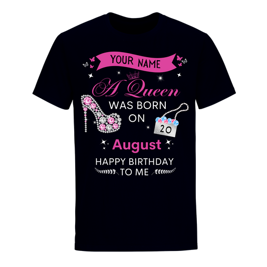 AUGUST PERSONALIZABLE BIRTHDAY QUEEN SHIRT