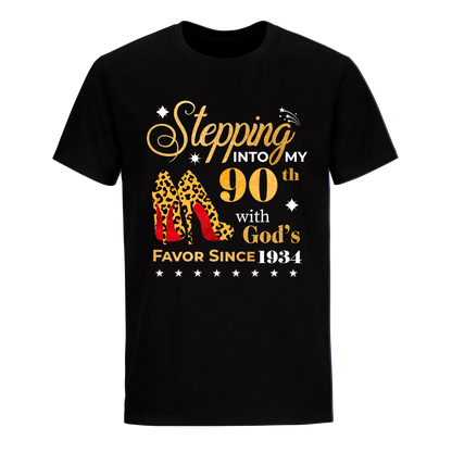 STEPPING INTO MY 90TH WITH GOD'S FAVOR SINCE 1934 UNISEX SHIRT