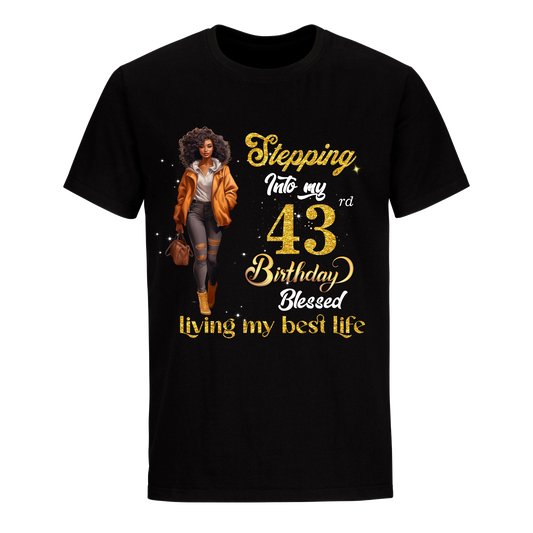 STEPPING INTO MY 43 BIRTHDAY UNISEX SHIRT