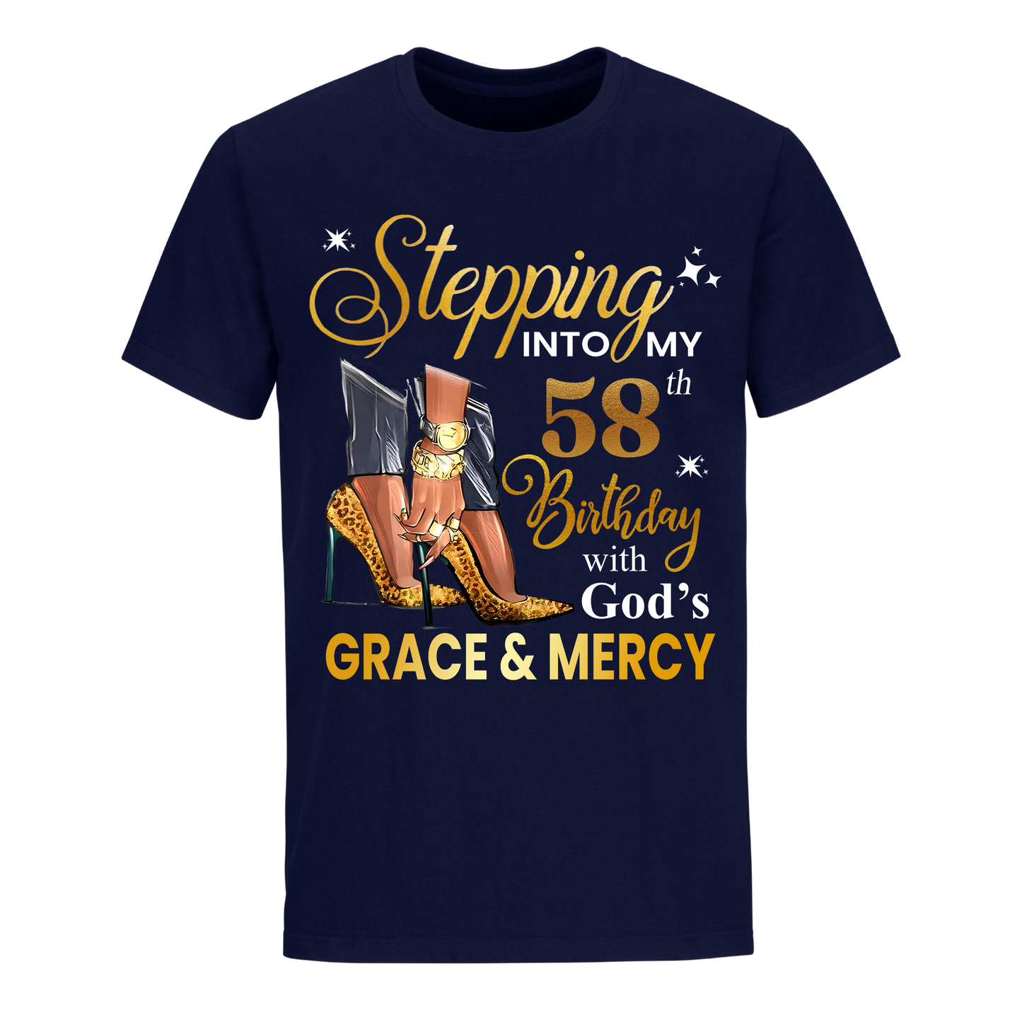 STEPPING INTO MY GRACE AND MERCY 58TH BIRTHDAY UNISEX SHIRT