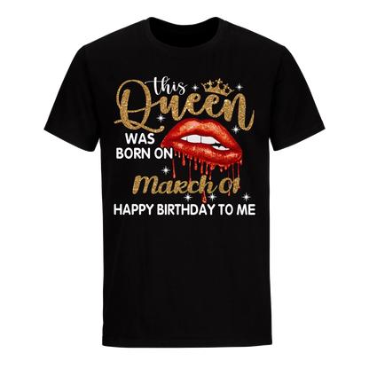 THIS QUEEN WAS BORN ON MARCH 1ST UNISEX SHIRT