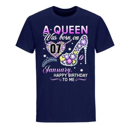 A QUEEN WAS BORN ON JANUARY 7TH UNISEX SHIRT