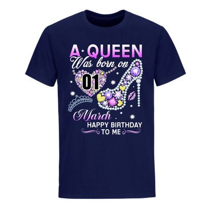 A QUEEN WAS BORN ON MARCH 1ST UNISEX SHIRT