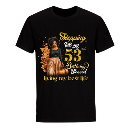 STEPPING INTO MY 53 BIRTHDAY UNISEX SHIRT PUMPKIN