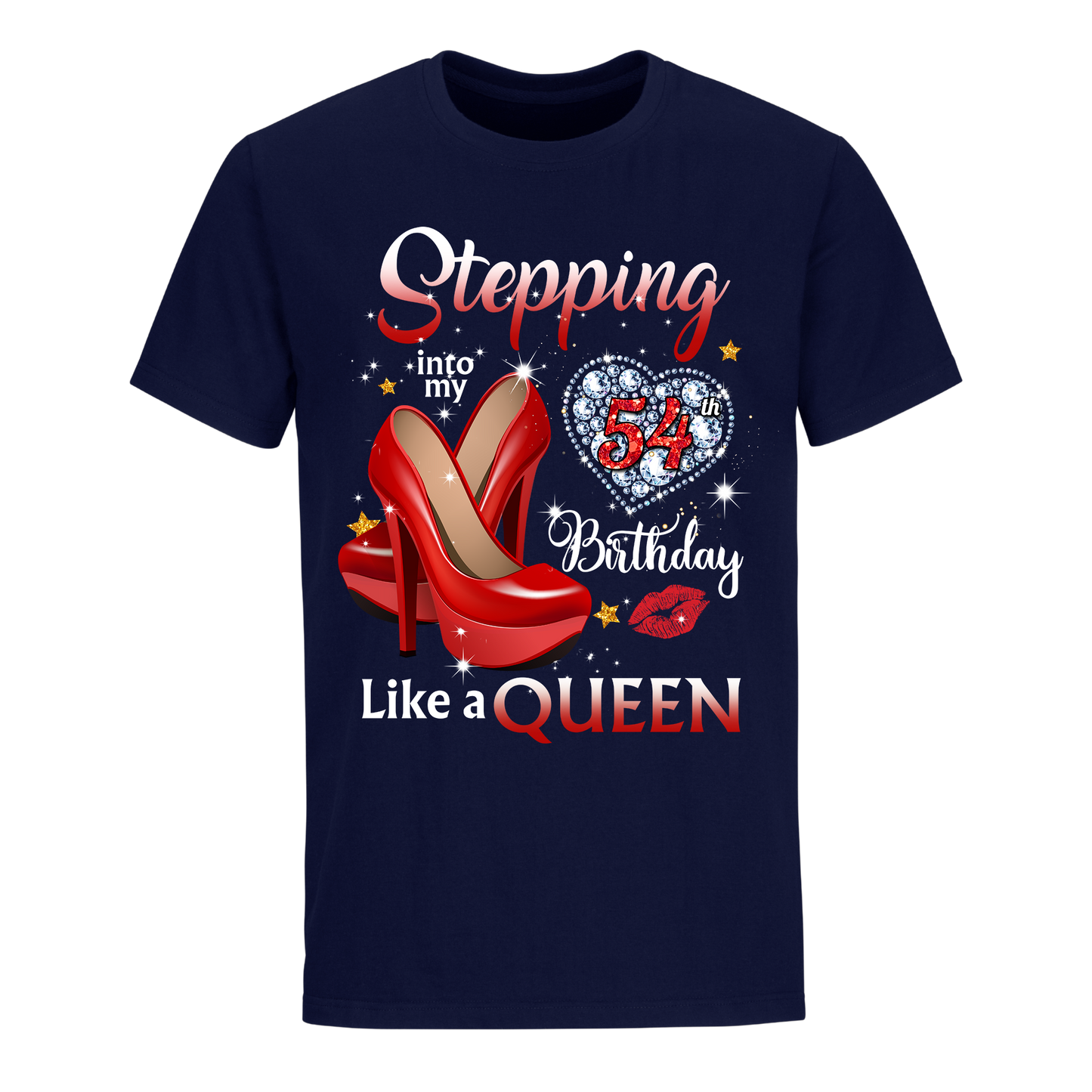 QUEEN STEPPING INTO FIFTY FOUR UNISEX SHIRT
